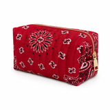 Bandana Print Zip Cosmetic Bag - Red