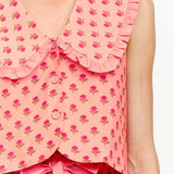 Nara Oversized Collar Rose Blouse