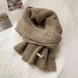 Wool Cable Knit Scarf - Brown