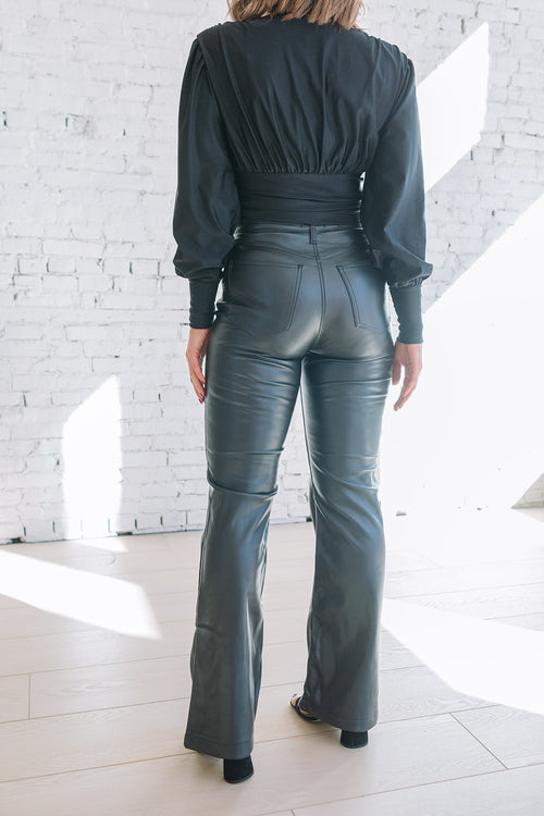 Candace Relaxed Vegan Leather Flares