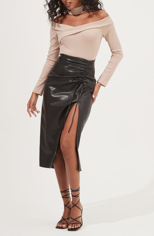 Rio Faux Leather Midi Skirt