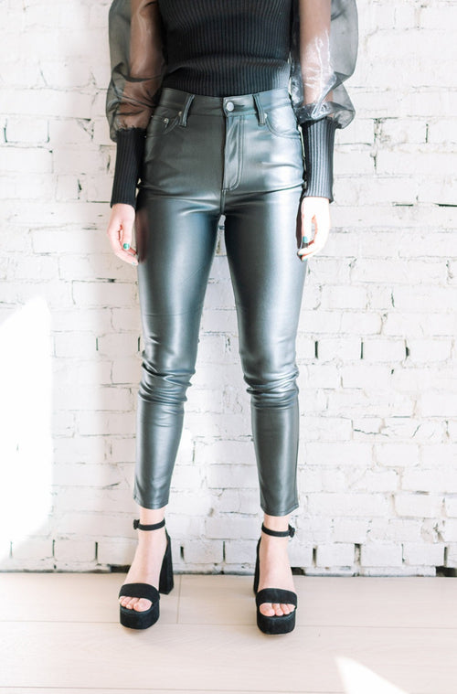 Addison Vegan Leather Cropped Cigarette Pants