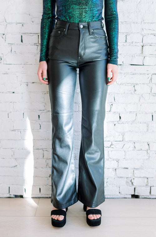 Candace Relaxed Vegan Leather Flares