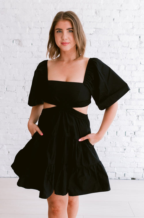 Beeba Black Cut-Out Mini Dress