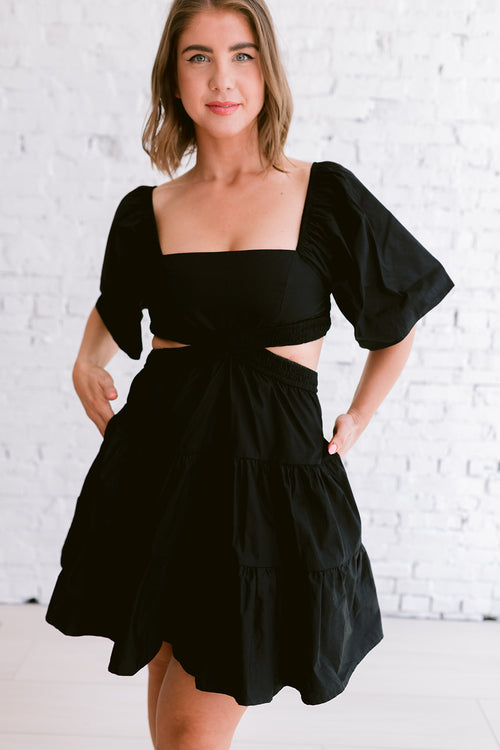 Beeba Black Cut-Out Mini Dress