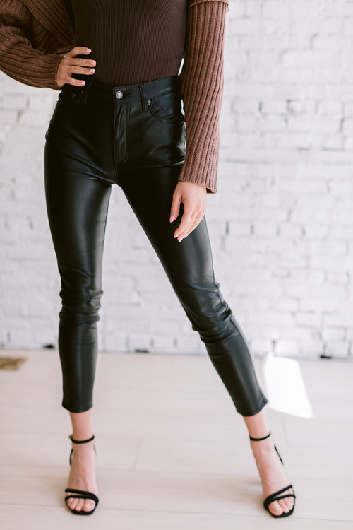 Addison Vegan Leather Cropped Cigarette Pants