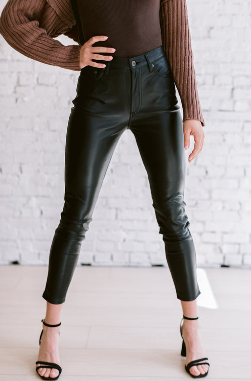 Addison Vegan Leather Cropped Cigarette Pants