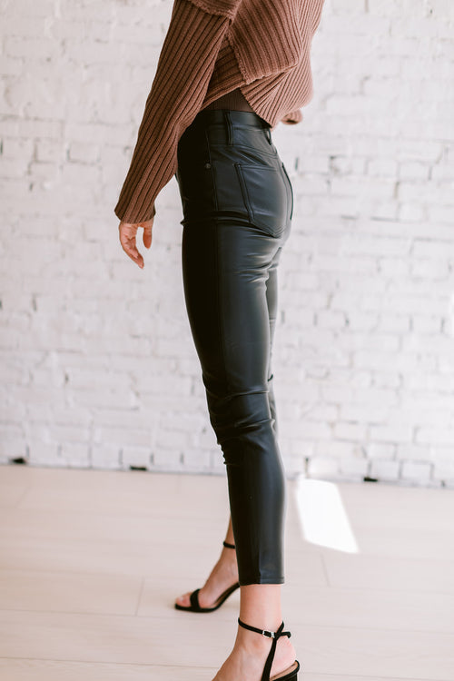 Addison Vegan Leather Cropped Cigarette Pants