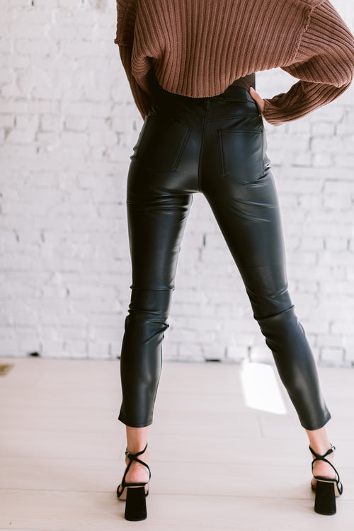 Addison Vegan Leather Cropped Cigarette Pants