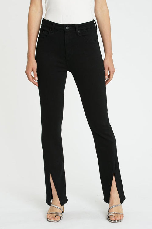 Mia Black Vented Straight Leg Jeans