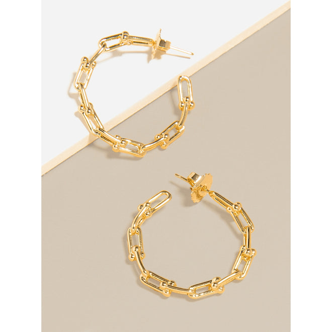 Gold Cable Linked Hoops