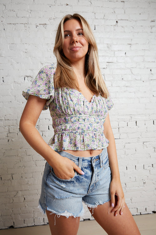 Eloise Floral Tie Back Bustier Top