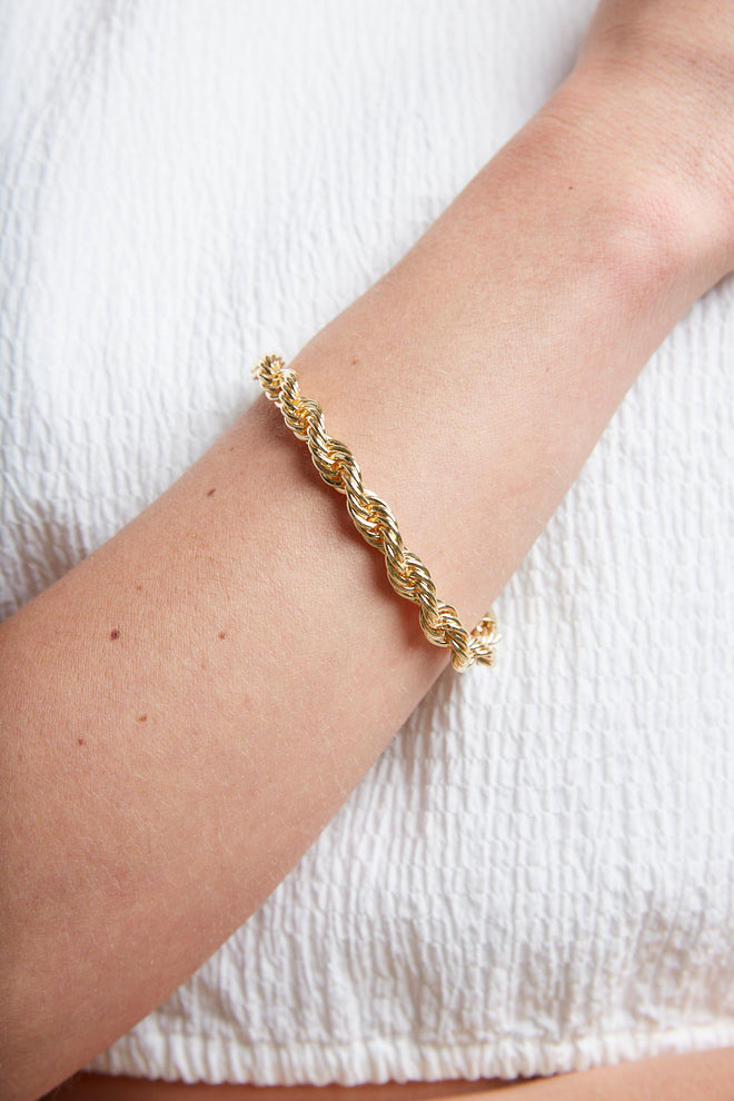 Gold Thick Rope Chain Bracelet
